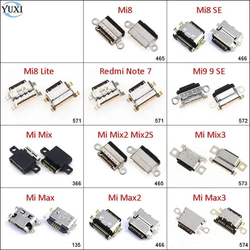 

YuXi 2pcs For Xiaomi Mi 8 Lite 9 SE Mix/Max 2 2S 3 Redmi Note 7 Charging Port Charger Dock Jack Connector Micro Mini USB Plug