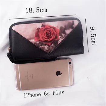 

Spring 2020 Women's Medium and Long Wallet Printed Rose Decoration Pocket Pocket