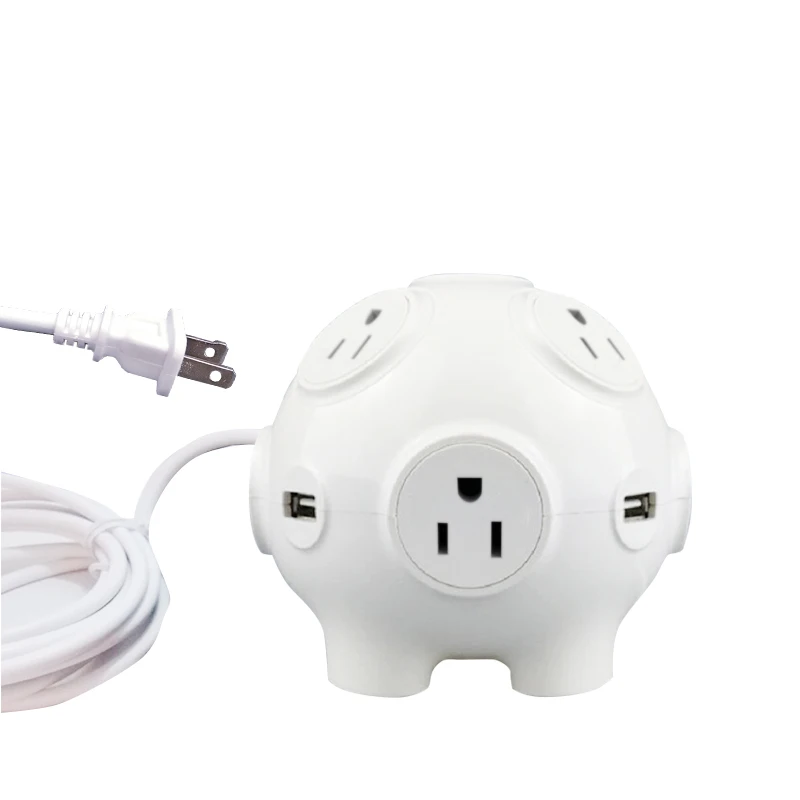 Милая свинья в форме силовой полосы 4USB порты Быстрая зарядка умная розетка Высокая мощность США вилка Вертикальная электрическая розетка США вилка - Цвет: US white
