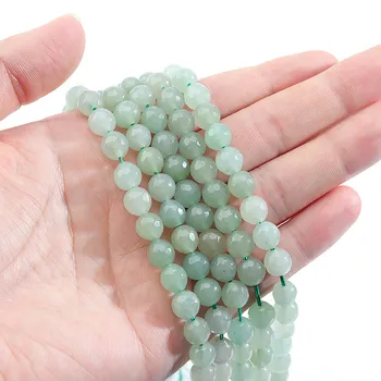 

Fostfo High-Quality Natural Gems Faceted Green Aventurine Beads Round Loose Bead 15" Strand 8/10mm Pick Size For Jewelry Making