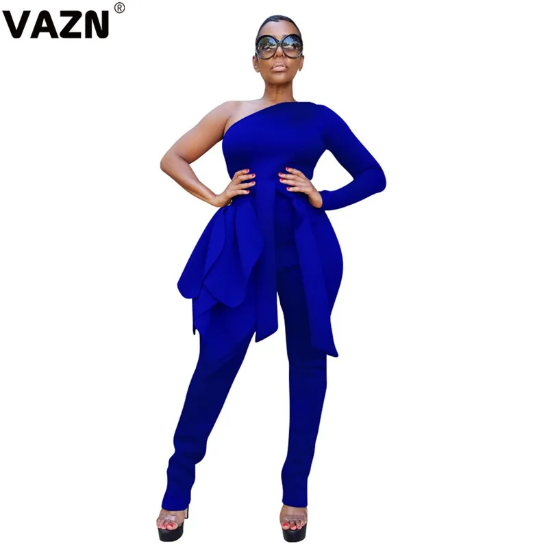 VAZN CX161, новинка, неопрятный сексуальный клубный модный однотонный комбинезон с длинным рукавом и открытыми плечами, женские облегающие комбинезоны с высокой талией