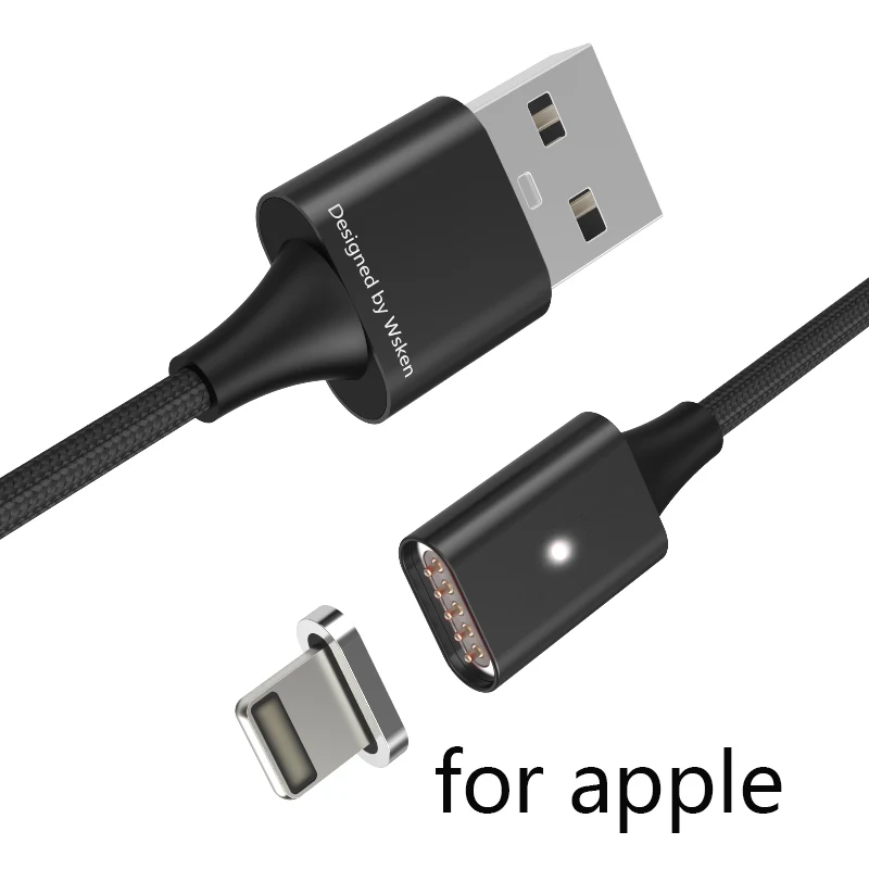 for Apple Cable WSKEN Lite1 Магнитная Зарядка через usb кабель Micro Тип usb C для быстрой зарядки и передачи данных провод для Samsung Xiaomi Магнитная Зарядное устройство для iPhone XR - Цвет: for Apple Cable