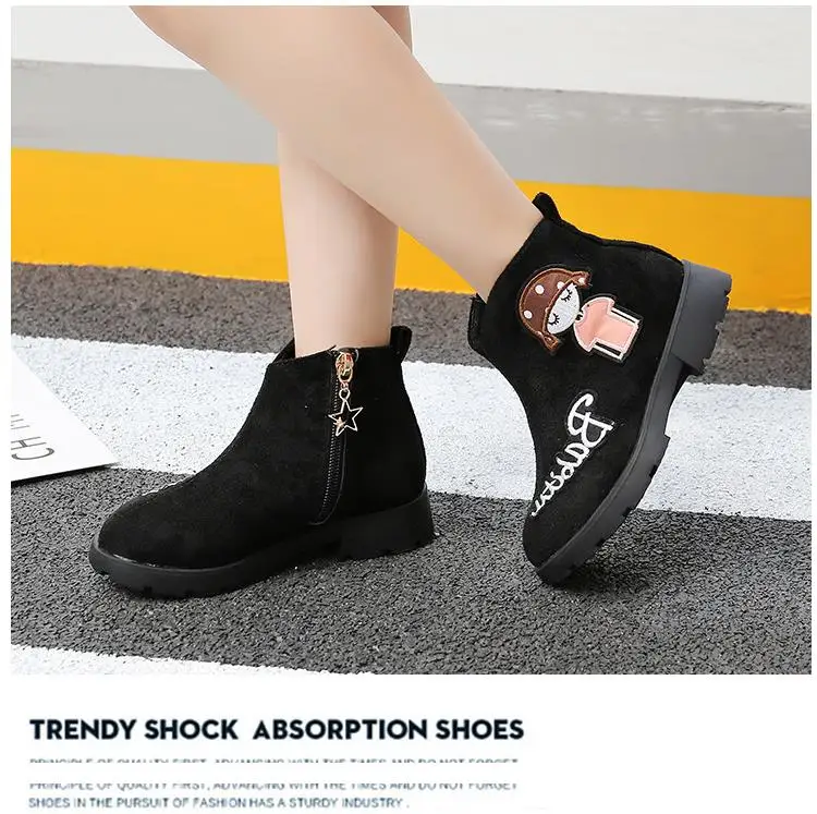 Waterproof non-slip girl boots winter boots baby princess in the tube children's wool thick snow boots cotton shoes