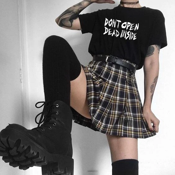 Женская футболка с надписью Dead Inside винтажная Повседневная принтом в стиле