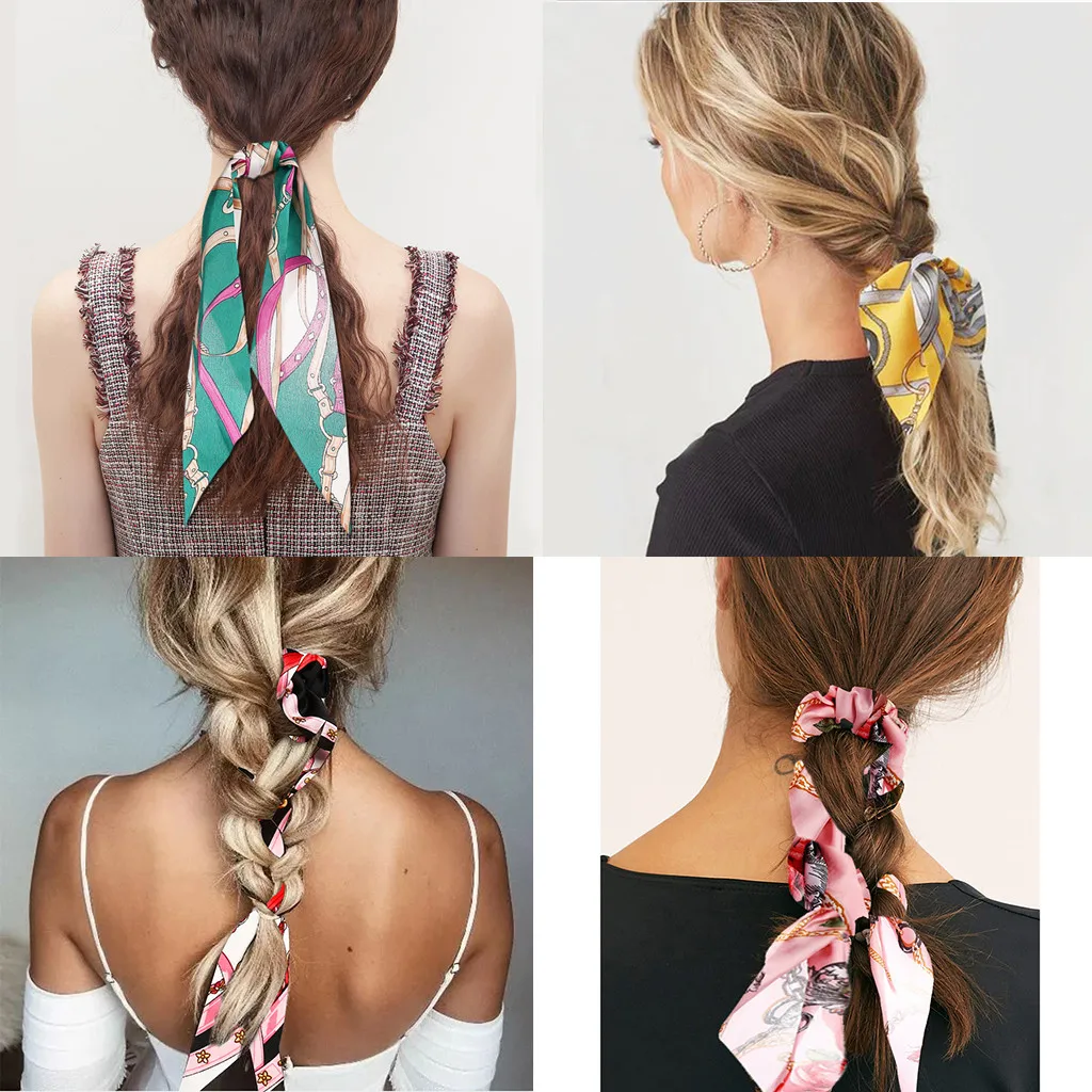 Модный конский хвостик, шарф, эластичная веревка для волос для женщин, бантики для волос, резинки для волос, резинки для волос с цветочным принтом, ленты для волос, 20H