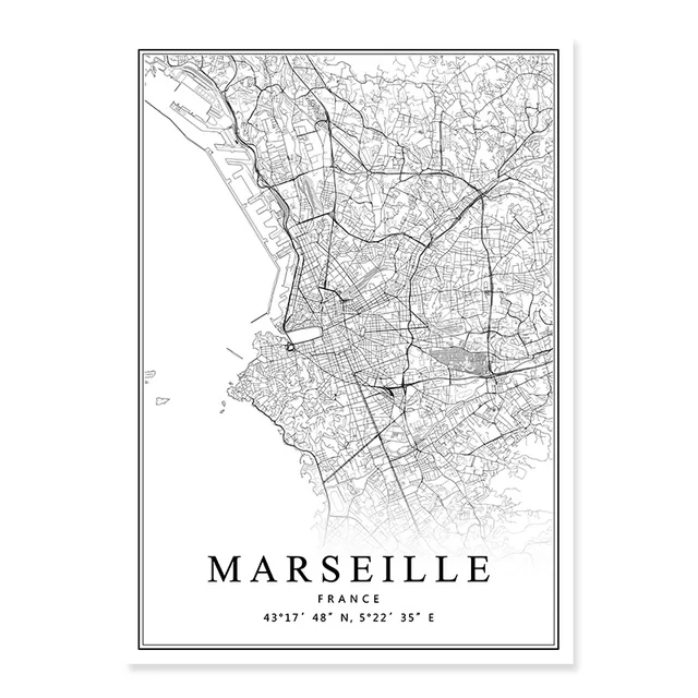 France City Map Paris Lyon Marseille Montpellier Nice Strasbourg Toulouse Posters Canvas Paintings Prints Home Interior Decor PICTURE B