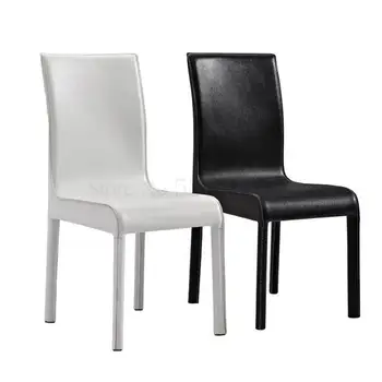 

Special Offer Sleek Minimalist Modern Leather Dining Chair Hotel Restaurant Dinette Office Home Black White Stool Back Chair