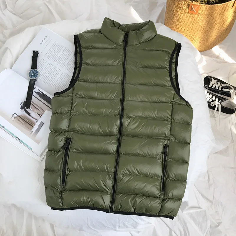 Army green Autumn Winter Men's Fashion Sleeveless Warm Vest Jacket Men Casual Waistcoat Outerwear Cotton-Padded Vest Coat Male 4XL 5XL - Цвет: Army green