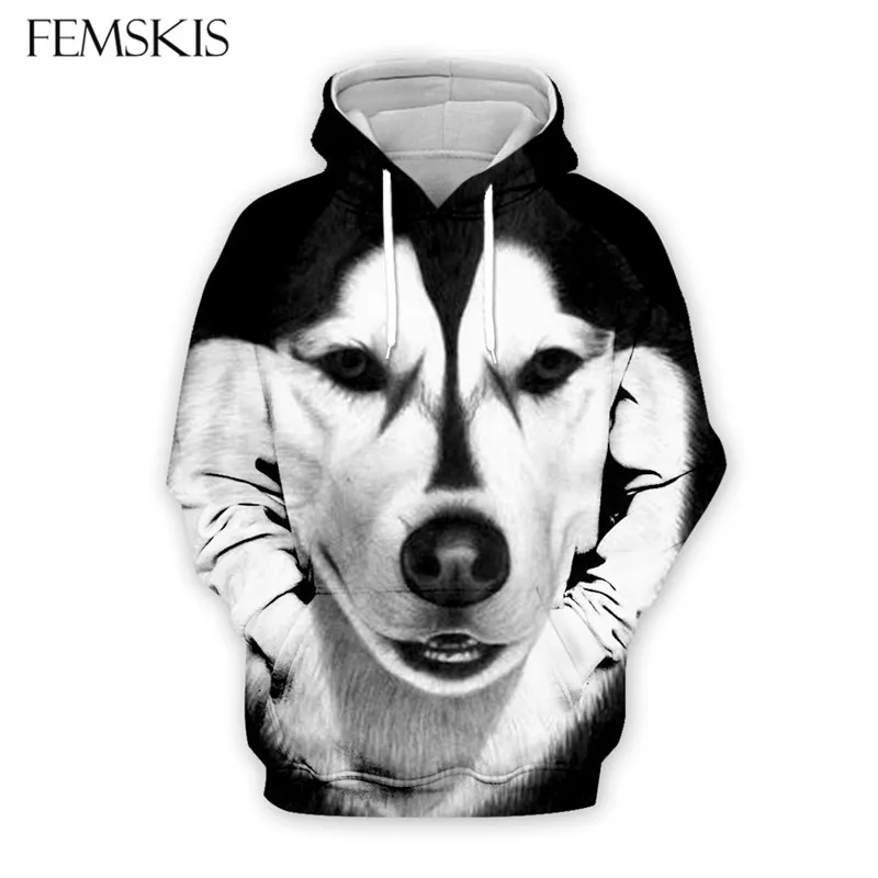 

FEMSKIS Hoodies Pet Dog Sweatshirt Men Women Long Sleeve Pullovers Funny 3D Print Hooded Tracksuit Plus Size Hoodys Streetwear