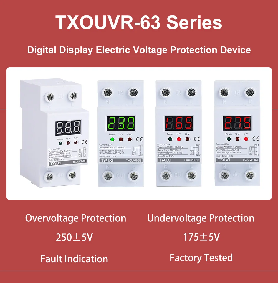 Защита от напряжения-устройство с цифровым дисплеем 220V 230V 240V 250V предохранитель низкого напряжения