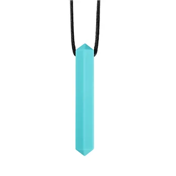 

Baby Teether Chewing Toy Autistic Children Sensory Pendant Molar Stick Soft Necklace Portable Non Toxic Silicone Cylinder Cute