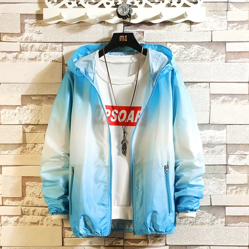 9151 sky blue Мужская одежда для рыбалки, ультратонкая, с длинным рукавом, солнцезащитная, анти-УФ, дышащая, летняя, быстросохнущая, Пляжная куртка с капюшоном, тонкая - Цвет: 9151 sky blue