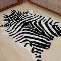 2020 new zebra Cow Leopard Tiger printed Rug  Cowhide faux skin leather NonSlip Antiskid Mat  Animal printed Carpet 1