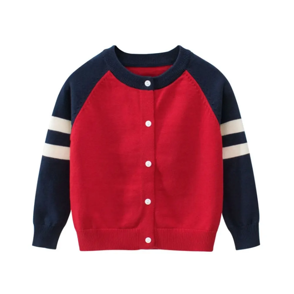 

LOOZYKIT Kids Striped Sweater Top Children Autumn Winter Knitted Cardigan Sweater Baseball Coat Toddler Jacket Outerwear Clothes