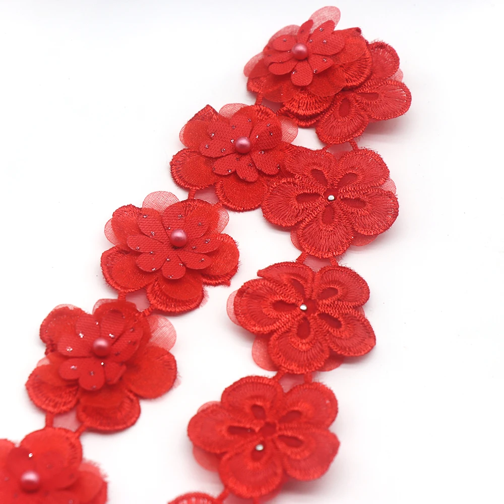 Pearl Lace Flower For Dress Ribbon Wedding Embroidered DIY Supplies