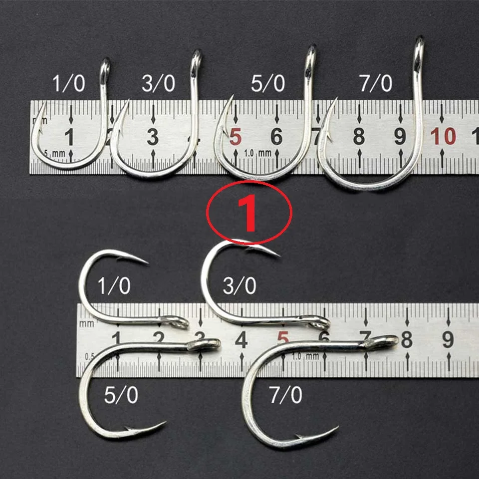 1.0 2 шт., Mustad, 10881, крючки для ловли на крючок из высокоуглеродистой стали, океанские рыболовные крючки, джиг, большой колючий крючок с отверстием, крючки для ловли кальмара, карпа, жесткая приманка - Цвет: 1.0