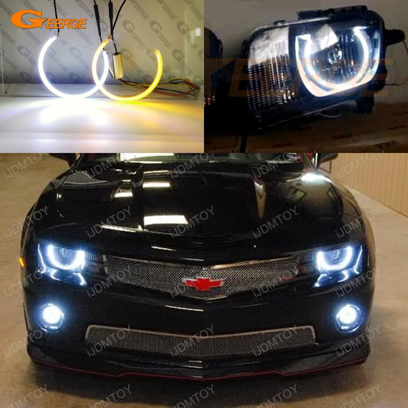 Для Chevrolet Chevy Camaro 2010 2011 2012 2013 ультра яркие Двухцветные светодиодные фары ангельские глазки drl сигнал поворота