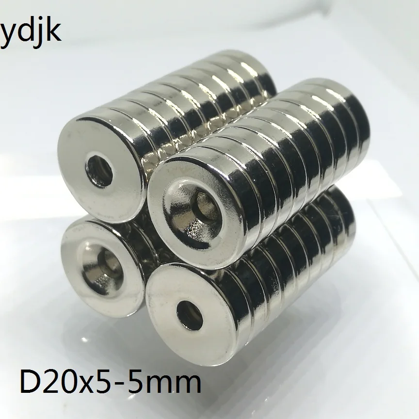 2 5 10 шт./лот диск 20x5 мм отверстие 5 мм N38 сильный магнит D потайной NdFeB магнит 20*5 мм неодимовый магнит 20 мм x 5 мм