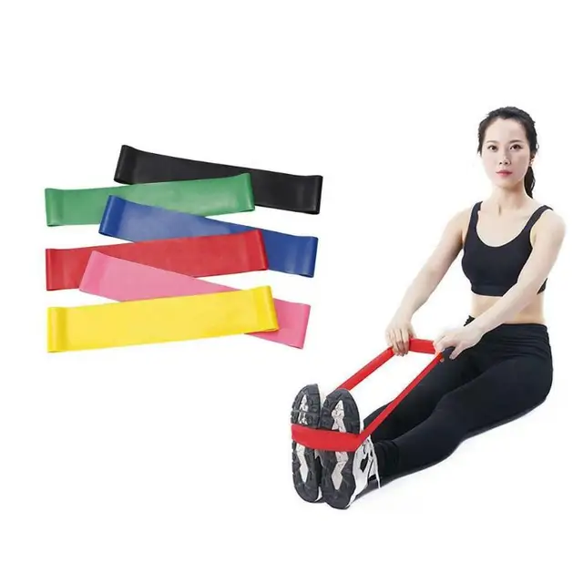 US $6.30 6pcs Latex Elastic Yoga Resistance Bands Colorful Strength Training Durable Gym Sport Fitness Body 