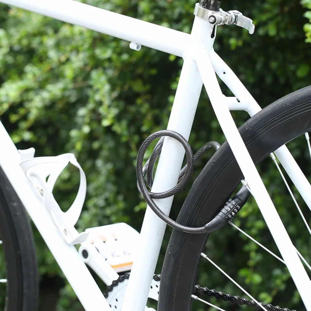 4 Password Digit Combination Password Bike Bicycle Riding Wheel Lock Steel PVC Wire Security Cable Safe Locks Safety Equipment