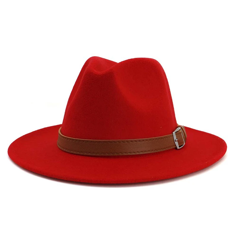 FS Sombreros винтажная фетровая шляпа для женщин и мужчин с широкими шерстяными полями розовые шапки для улицы Регулируемая Повседневная джазовая Кепка с поясом