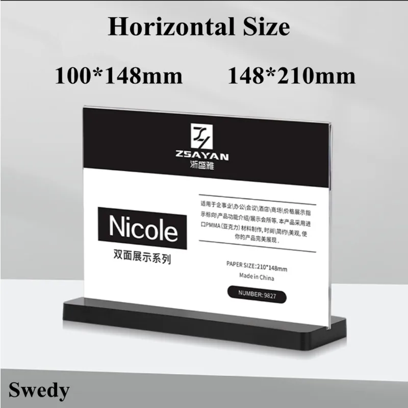 A6 100x148mm T Shape Acrylic Menu Sign Holder Table Numbers Card Display Stand Price Label Holder Frame 10 pcs 20 10cm double side acrylic table display stand sign billboard holder menu price tag display holder