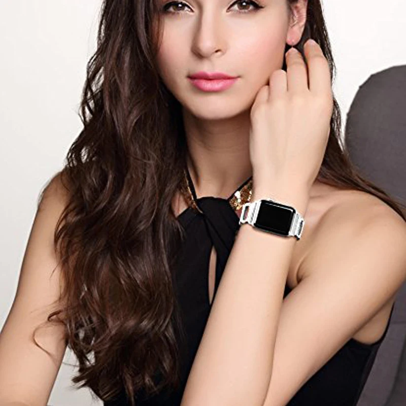 Ремешок для наручных часов Apple Watch, ремешок 42 мм 44 мм, 38 мм, 40 мм series 5/4/3/2/1 наручных часов iwatch, ремешок с бриллиантами стразы металлический браслет ссылку
