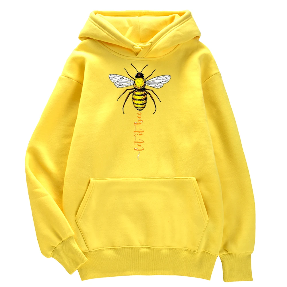 

Let It Bee Printing Hoodies Menâ€™s Menswear Thicken Casual Wear Cartoons Harajuku Streetwear Crewneck Pullover Tops Slim Menswear