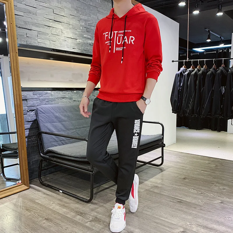 

Men Leisure Set 2020 Spring And Autumn New Style Trendy Two-Piece Set Teenager Slim Fit Handsome Coat And Trousers