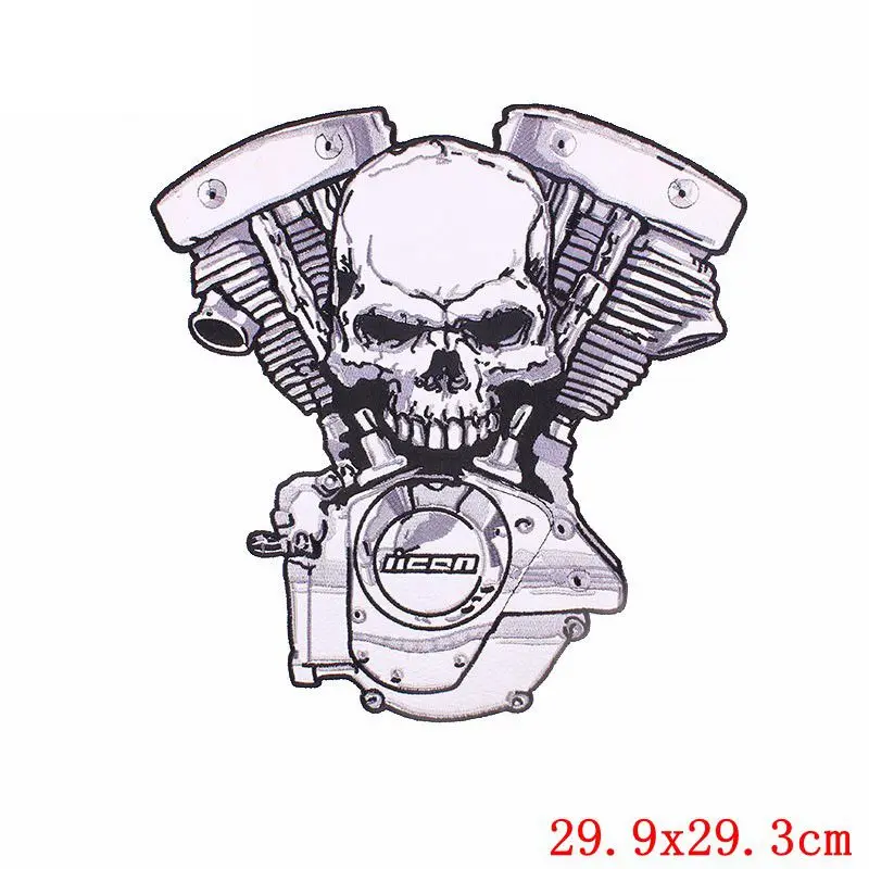 DB0042CT DIY панк большой череп на железной вышивкой нашивки с полосками для одежды большой мотоцикл Рок Байкер хиппи нашивки аппликация сзади куртка - Цвет: DB0042CT