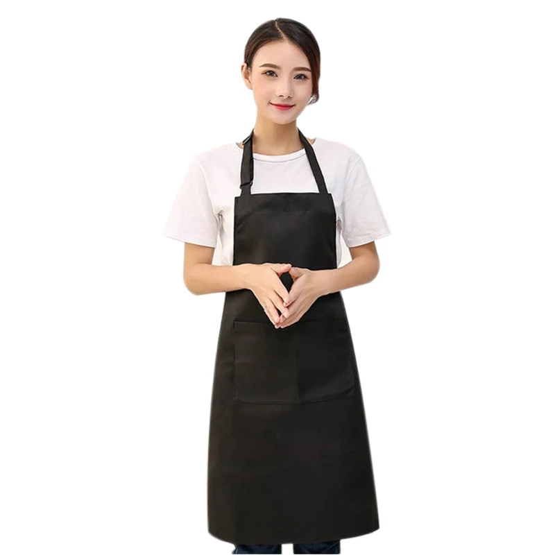 

2 Pack Cotton Adjustable Bib With 2 Pockets Cooking Kitchen Aprons For Women Men Chef,Black