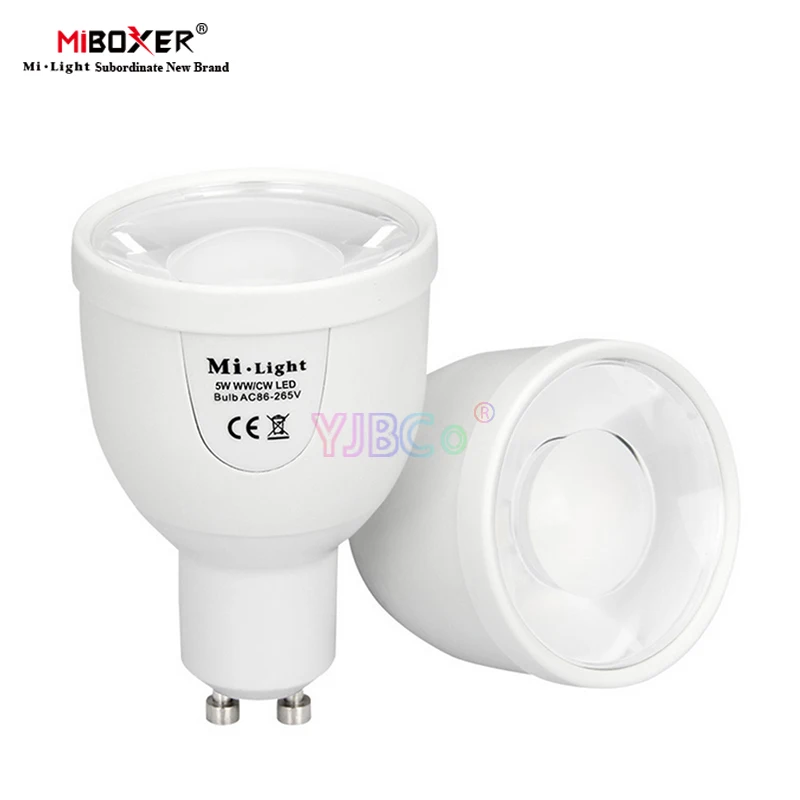 

Miboxer FUT011 5W GU10 Dual White(CW/WW) LED Spotlight Color Temperature Adjustable CCT Wifi LED Bulb Lamp AC100~240V