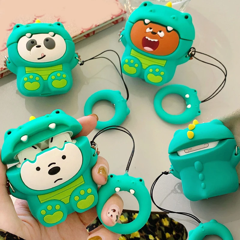 Для Airpods 1 3D чехол с милым мультипликационным принтом Мы Голые Медведи панда лед медведь гризли Динозавр для Apple Airpods 2 беспроводной чехол для наушников