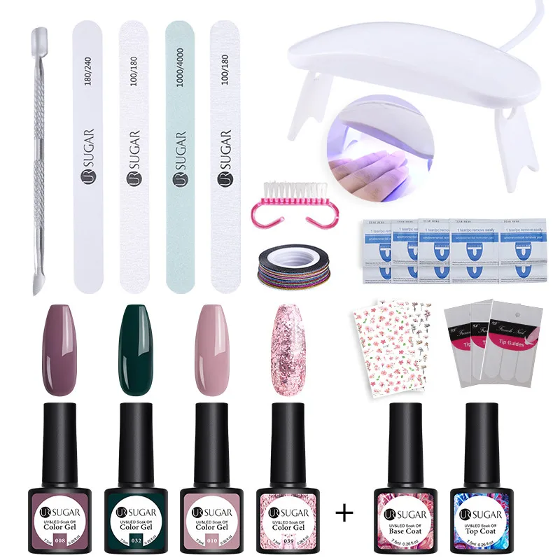 18pcs set3 Ur Sugar набор для ногтей 6 Вт УФ светодиодный светильник для маникюра 18 шт. набор гель-лаков для ногтей Набор для замачивания гель-лака для дизайна ногтей набор сушилка машина - Цвет: 18pcs set3