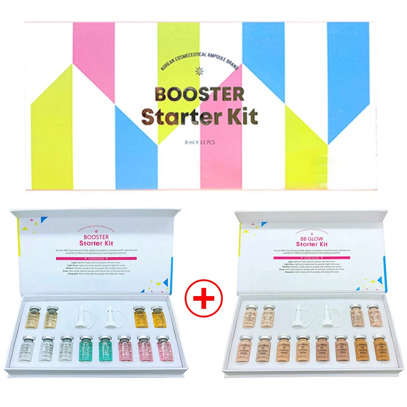 2 box mix kit Meso White Booster BB Ampoule свечение сыворотка микс стартовый набор с капельницей натуральный обнаженный консилер для кожи отбеливающий омолаживающий тональный крем - Цвет: 2 box mix kit