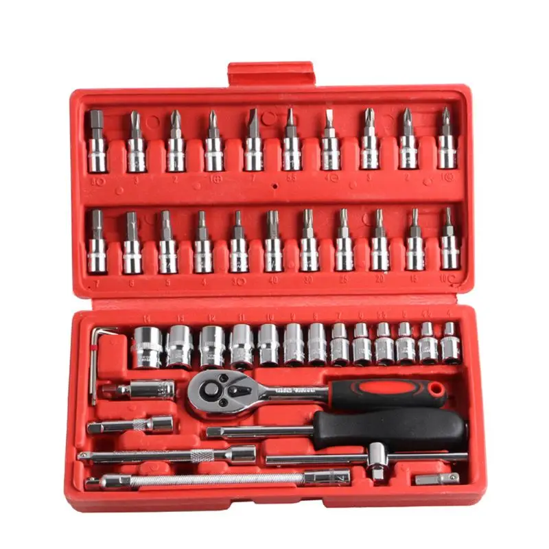 

46pcs Auto Car Repair Tool 1/4 Inch Socket Set Ratchet Torque Wrench Combination