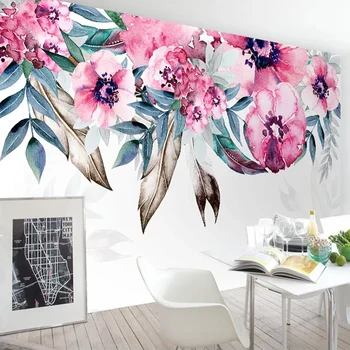 

Custom 3D Photo Wallpaper Romantic Pastoral Hand Painted Floral Mural Living Room Bedroom Background Wall Decoration Painting
