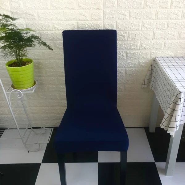 Navy Blue Твердый растягивающийся спандекс, съемные чехлы на стулья для столовой, чехол для гостиной, дома, вечерние, свадебные, декоративные чехлы на стулья - Цвет: Navy Blue