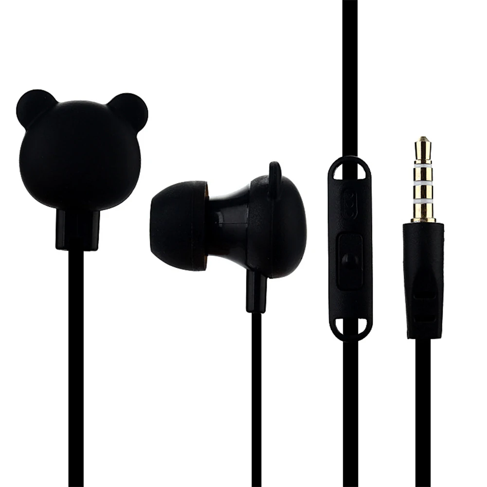 

Answering Calls Cartoon Portable For IOS Android With Microphone Wired Headset Lightweight In Ear Bright Colors Bear Audio Gift