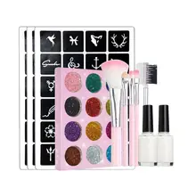 1Set Tattoo Flash Powder Charming with Brush Easy to Apply for Role Play Tattoo Sticker Glitter Tattoo Sticker Glitter
