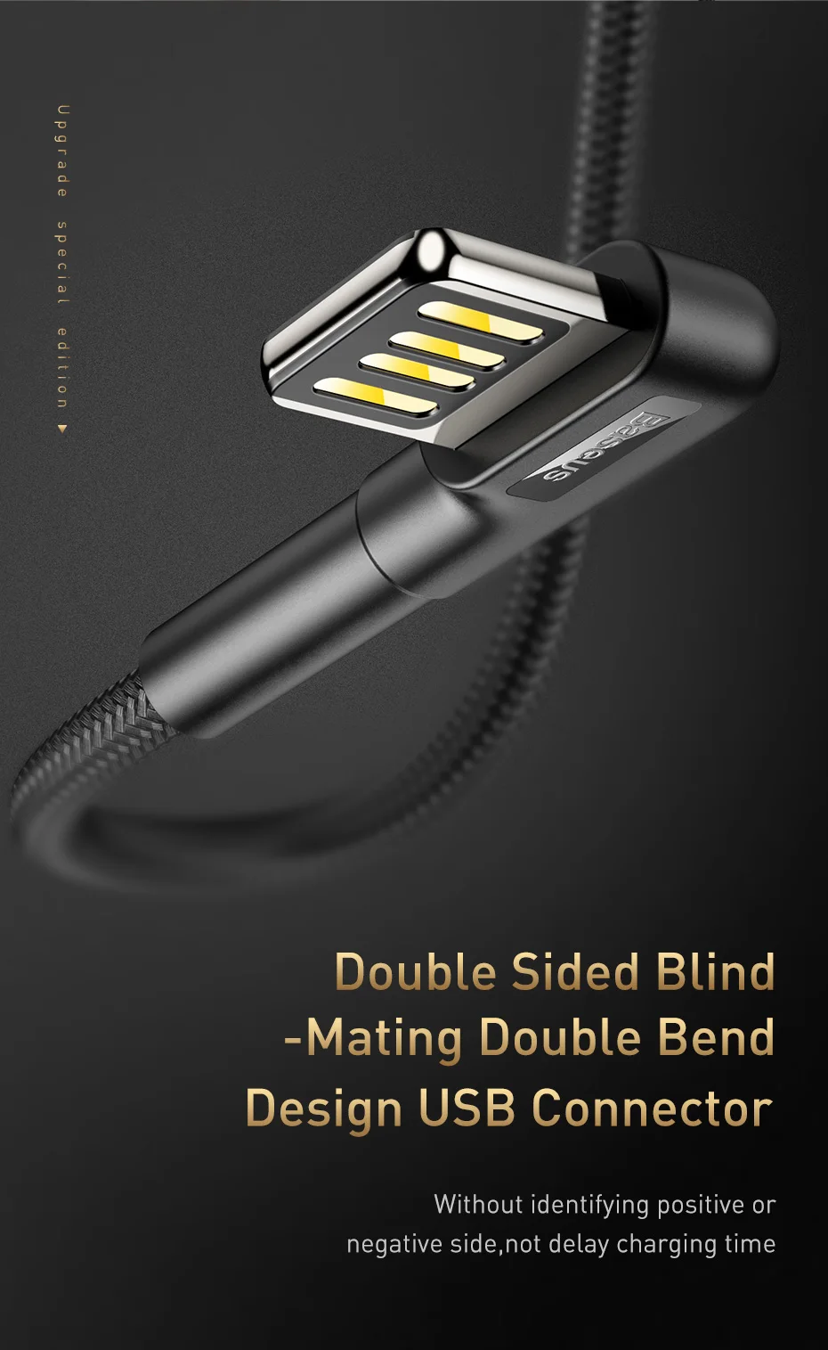 Baseus usb type-C кабель 3A Быстрая зарядка USB C Calbe двойной локоть type C кабель для samsung s9 s10 данных USB C игровой кабель провод USB
