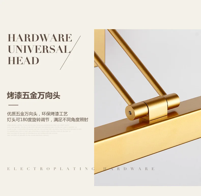Ju sheng Mirror Front Lamp LED Modern Minimalist Rocker-Waterproof Anti-fog LED Mirror Front Light Wall Lamp Gold