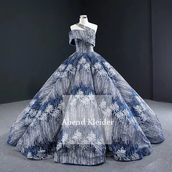 

Navy Blue Arabic Evening Dresses 2020 One Shoulder Ball Gown Long Celebrity Prom Dresses Custom Made Party Gowns Vestido De Fest