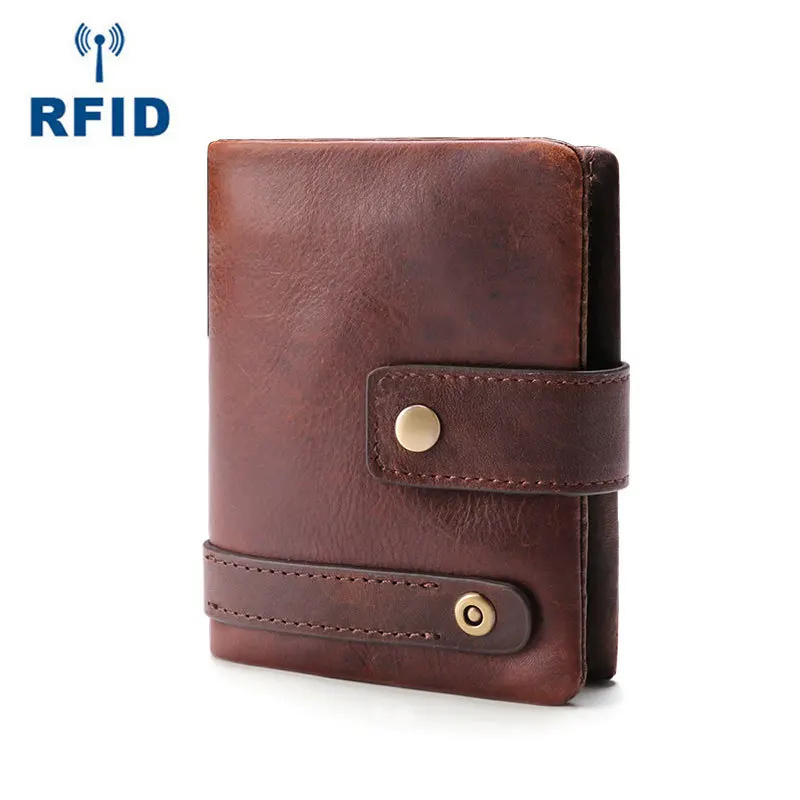 Мужской модный короткий кошелек для отдыха из натуральной кожи caw rfid с защитой от кражи, мужской клатч с несколькими картами, кошелек для монет, сумка для денег