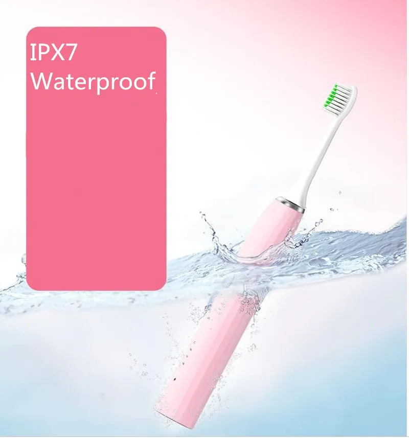 Электрическая зубная щетка USB перезаряжаемая ультразвуковая моющаяся электронная отбеливающая IPX7 Водонепроницаемая зубная щетка с 2 сменными наконечниками