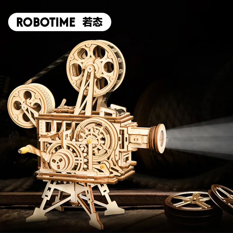 

Robotime If Guest DIY Wooden Machinery 3D Jigsaw Puzzle Toy Real Projector Creative Birthday Gift
