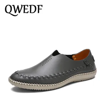 

QWEDF Summer Causal Shoes Men Loafers Genuine Leather Moccasins Men Driving Shoes High Quality Flats For Man size 38-46 G1-27