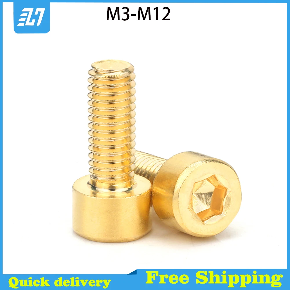 Brass Hex Socket Head Cap Screw Hexagon Metric Thread Allen Head Copper Machine Bolts M4 M5 M6