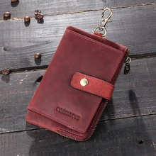 Автомобильный держатель для ключей из натуральной кожи, винтажные кошельки для ключей, женская ключница на молнии, кошелек для монет, RFID, чехол для ключей, унисекс