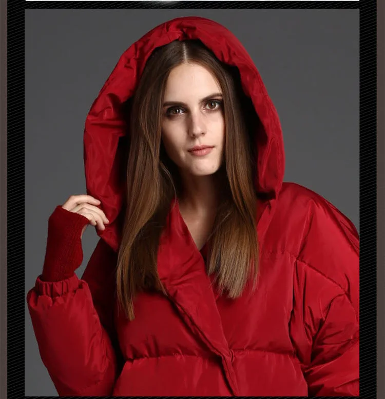 Ozhouzhan Autumn& Winter New Style Cocoon Loose-Fit Plus-sized Large Size White Duck down Mid-length WOMEN'S Down Jacket W